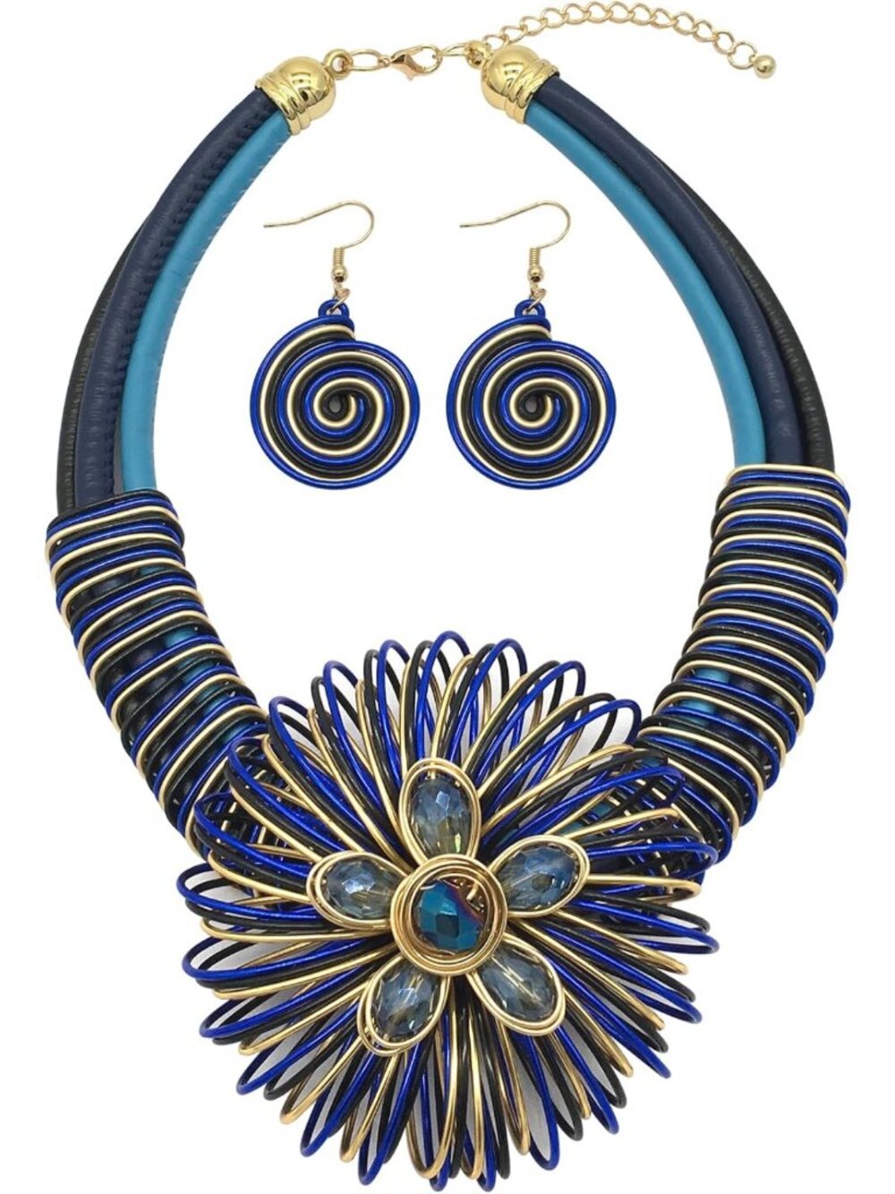Bold Tribal Statement Necklace & Earring Set | Colorful Handmade African Jewelry